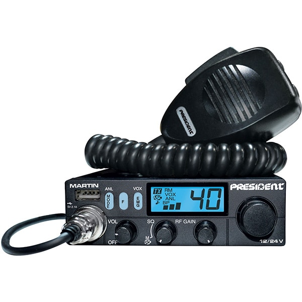 Statie radio CB PRESIDENT Martin, 4W, ASQ reglabil, AF-FM