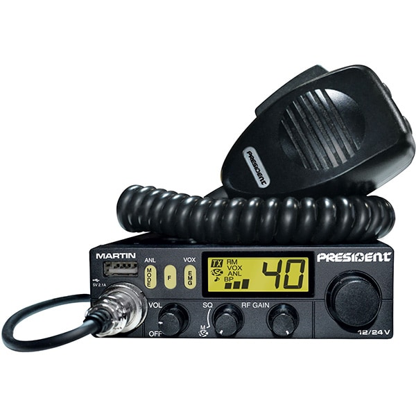 Statie radio CB PRESIDENT Martin, 4W, ASQ reglabil, AF-FM
