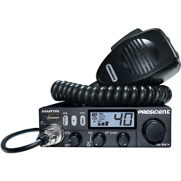 Statie radio CB PRESIDENT Martin, 4W, ASQ reglabil, AF-FM