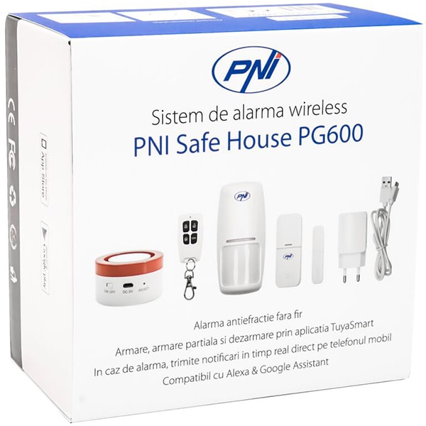 Kit sistem de alarma wireless smart PNI Safe House PG600, alarma antiefractie, alerta inteligenta prin aplicatia TUYA