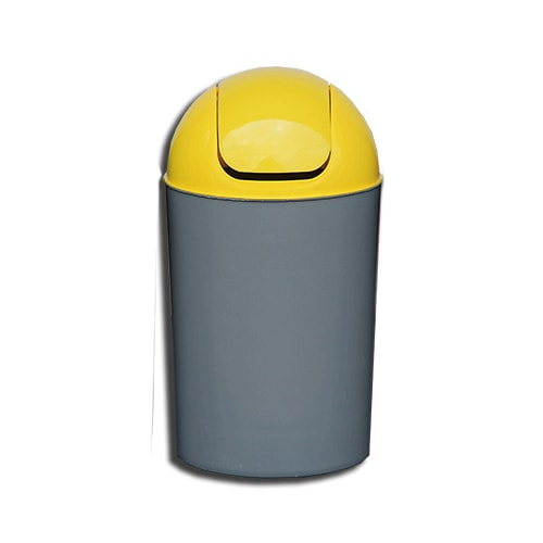 Cos de gunoi cu capac PLASTOR Flip-Flap, colectare selectiva, 12 L, galben