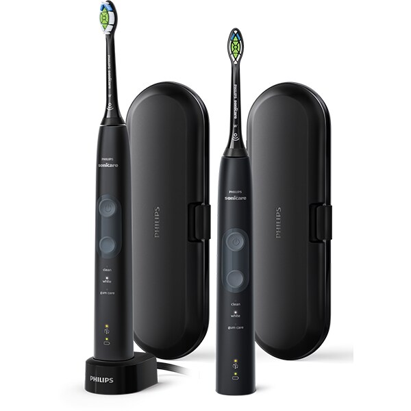 Set 2 Periute de dinti electrice PHILIPS Sonicare ProtectiveClean 5100 HX6850/34, 62000 miscari/min, 2 programe, 2 capete, negru