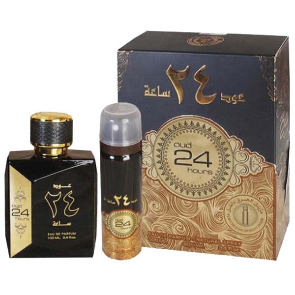 Set cadou ARD AL ZAAFARAN Oud 24 Hours: Apa de parfum, 100ml + Deodorant spray, 50ml