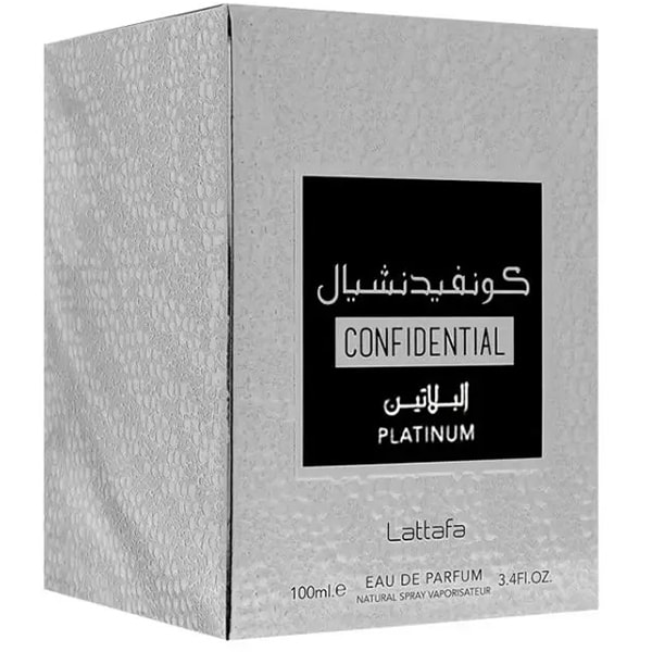 Apa de parfum LATTAFA PERFUMES Confidential Platinum, Unisex, 100ml