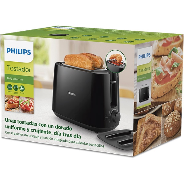 Prajitor de paine PHILIPS Daily Collection HD2582/90, 2 felii, 900W, negru