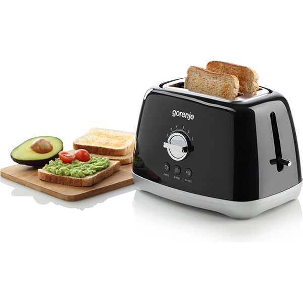 Prajitor de paine GORENJE Retro Collection T900RLBK, 2 felii, 1000W, negru-gri