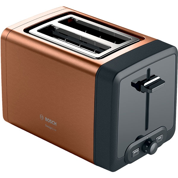 Prajitor de paine BOSCH DesignLine TAT4P429, 2 felii, 970W, cupru-negru