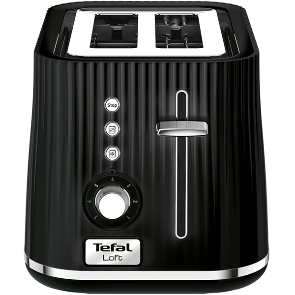 Prajitor de paine TEFAL Loft TT761838, 2 felii, 850W, negru-argintiu