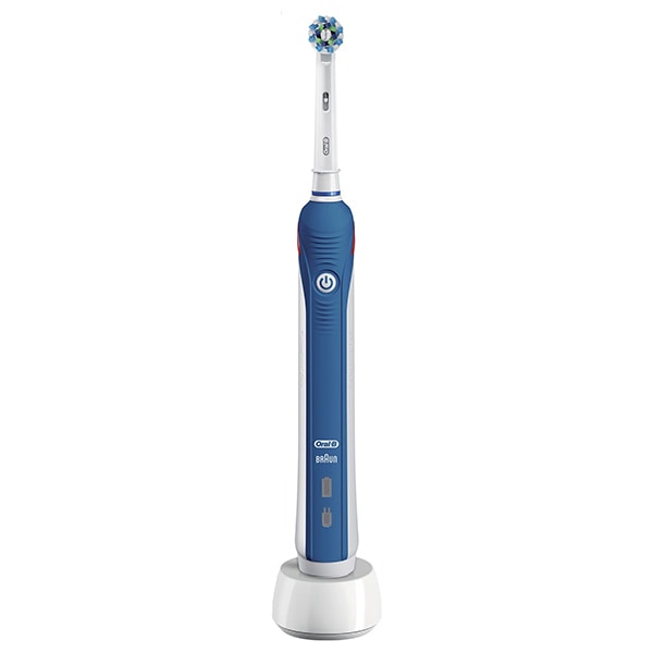 Periuta de dinti electrica ORAL-B PRO 2 2000 Cross Action, curatare 3D, 1 capat, alb-albastru