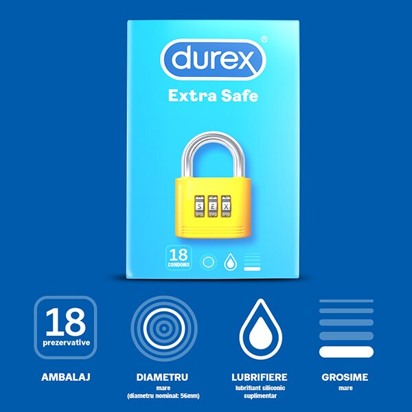 Prezervative DUREX Extra Safe, 18buc