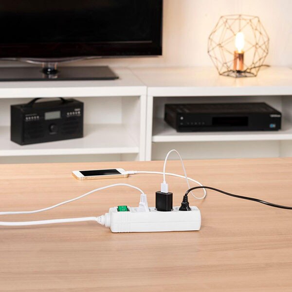 Prelungitor HAMA 121905, 3 prize Schuko, 3m, alb