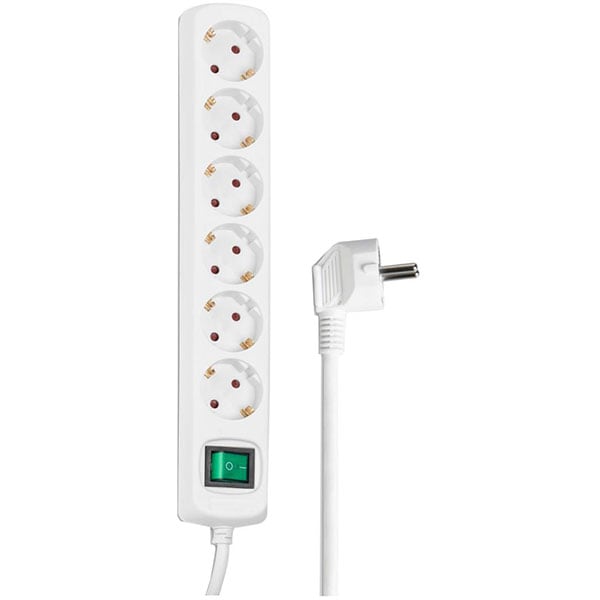 Prelungitor HAMA 121915, 6 prize Schuko, 3m, alb