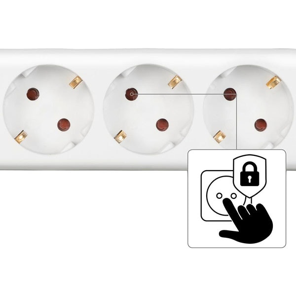 Prelungitor HAMA 121915, 6 prize Schuko, 3m, alb
