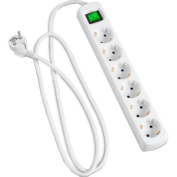 Prelungitor HAMA 121915, 6 prize Schuko, 3m, alb