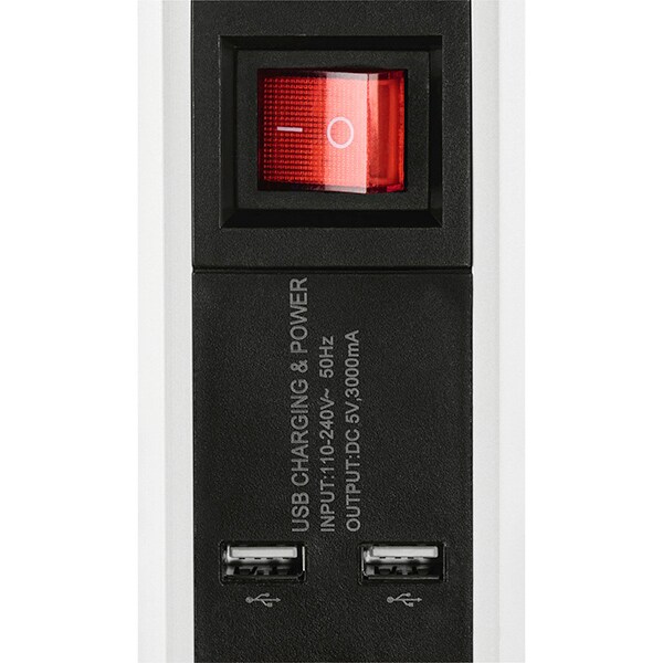 Prelungitor de birou HAMA 137202, 5 prize, 1.5m, 2 x USB 3A, negru