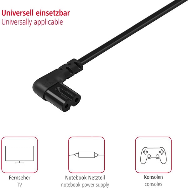 Cablu alimentare HAMA 137230, 3m, 2 pini, negru