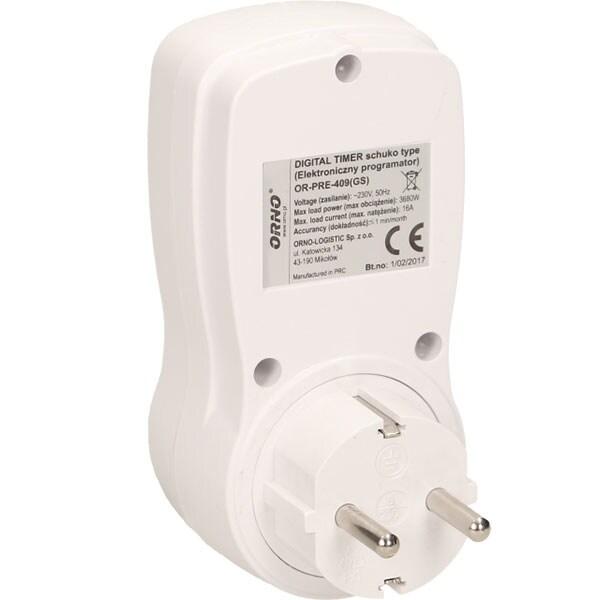 Priza programabila ORNO OR-PRE-409(GS), 3680W, 16A, alb