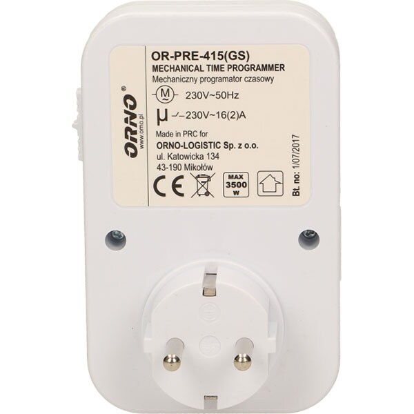 Priza programabila ORNO OR-PRE-415(GS), 3500W, 16A, alb