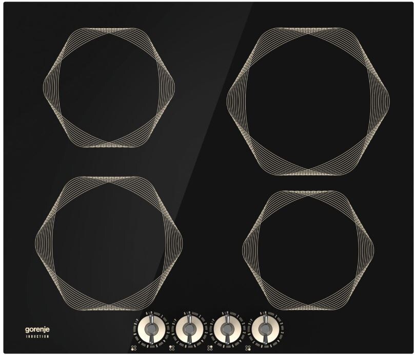 Plita incorporabila GORENJE IC6INI, inductie, 4 zone de gatit, negru cu accente beige