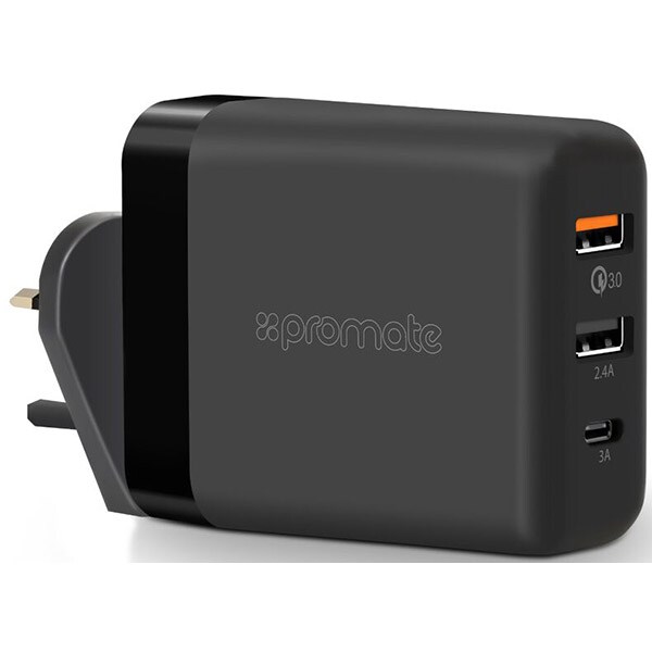 Incarcator de retea PROMATE POWERHUB-QC, UK, negru
