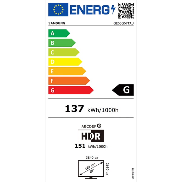 Televizor QLED Smart SAMSUNG 65Q67T, Ultra HD 4K, HDR, 163cm