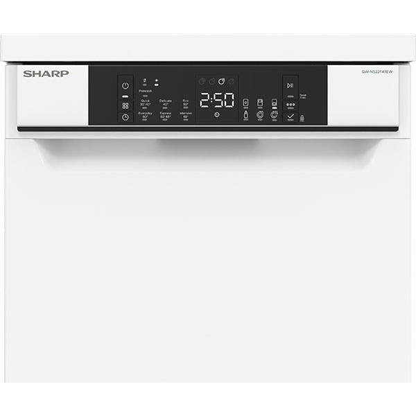 Masina de spalat vase independenta SHARP QW-NS22F47EW-EU, 10 seturi, 7 programe, 45 cm, Clasa E, alb