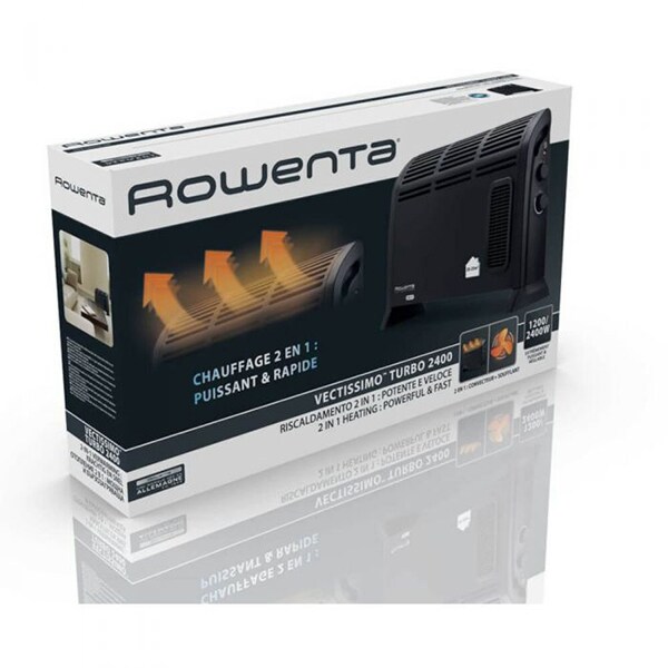 Convector electric de podea ROWENTA VECTISSIMO CO3035, 2 trepte putere, 2400W, Termostat reglabil, negru