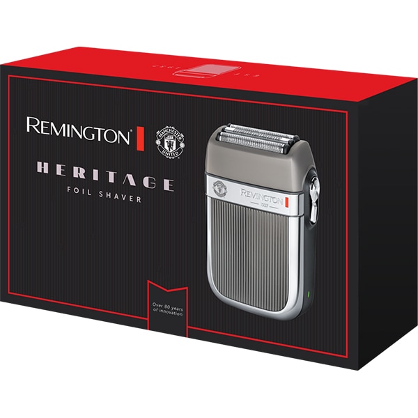 Aparat de ras REMINGTON Heritage Manchester United Edition HF9050, acumulator, autonomie 60 min, site LiftLogic, argintiu