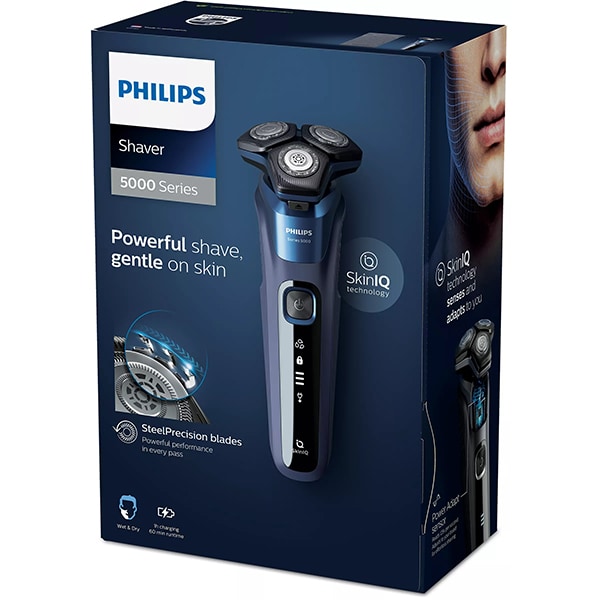 Aparat de ras PHILIPS Series 5000 S5585/10, acumulator, autonomie 60 min, lame SteelPrecision, negru