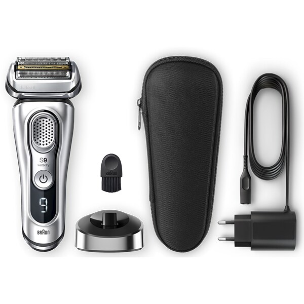 Aparat de ras BRAUN Series 9 9330s, acumulator, autonomie 60 min, SyncroSonic, argintiu