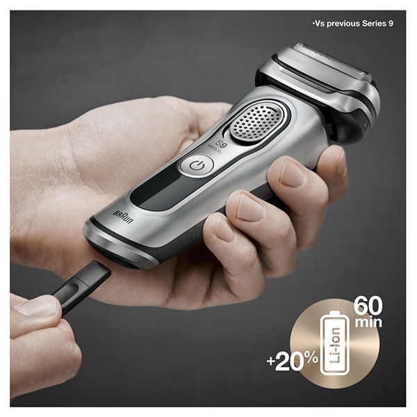 Aparat de ras BRAUN Series 9 9330s, acumulator, autonomie 60 min, SyncroSonic, argintiu