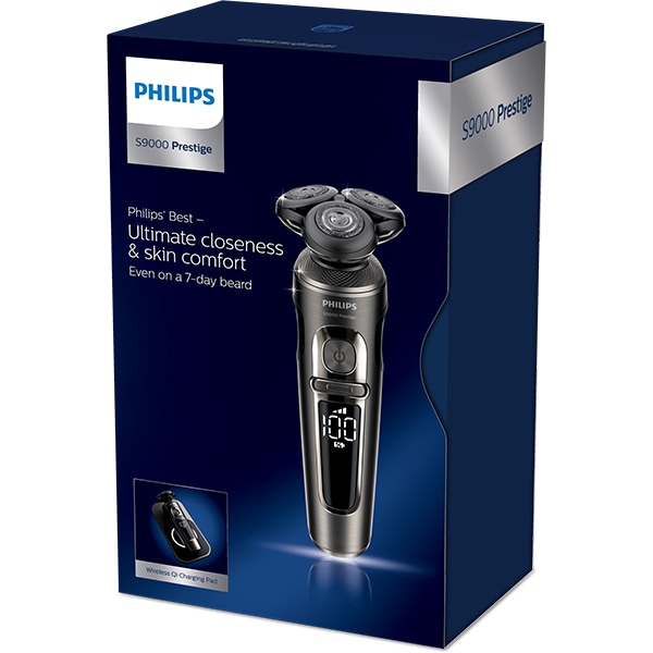 Aparat de ras PHILIPS Prestige SP9860/13, incarcare Qi, autonomie 60 min, Afisaj digital, negru-gri