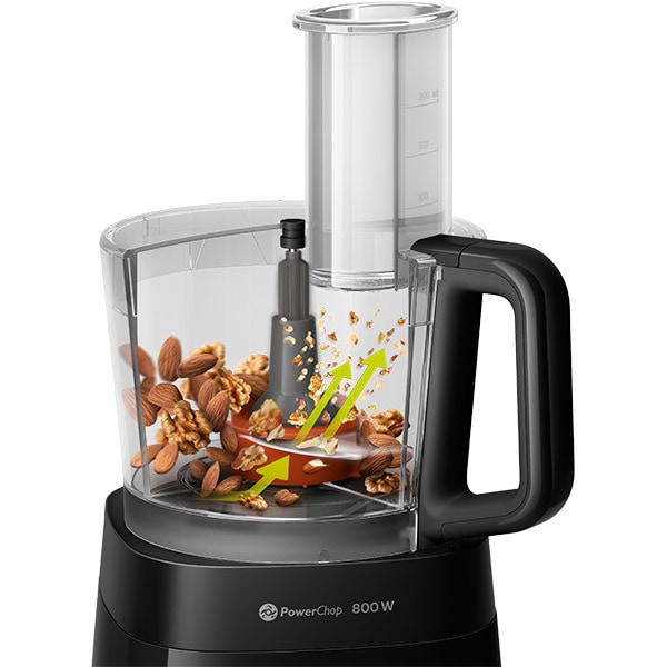 Robot de bucatarie PHILIPS Viva Collection HR7510/10, vas 2.1l, blender 1.5l, 800W, 2 trepte viteza, negru-maro