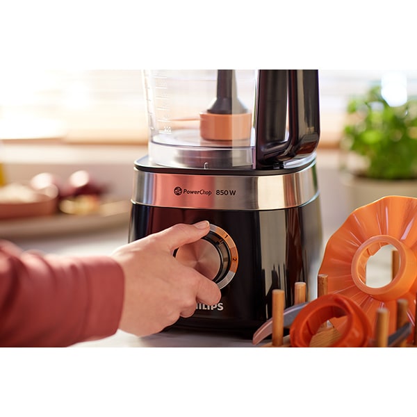 Robot de bucatarie PHILIPS Viva Collection HR7530/10, vas 2.1l, blender 1.5l, 850W, 2 trepte viteza, negru
