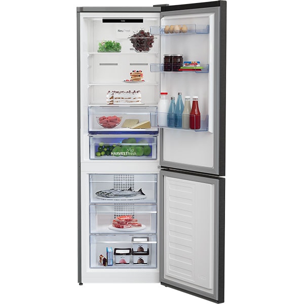 Combina frigorifica BEKO RCNA366E40ZXBRN, NeoFrost, 324 l, H 185.2 cm, Clasa E, dark inox