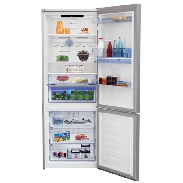 Combina frigorifica BEKO RCNE560E30DZXB, NeoFrost, 497 l, H 192 cm, Clasa A++, dozator apa, argintiu