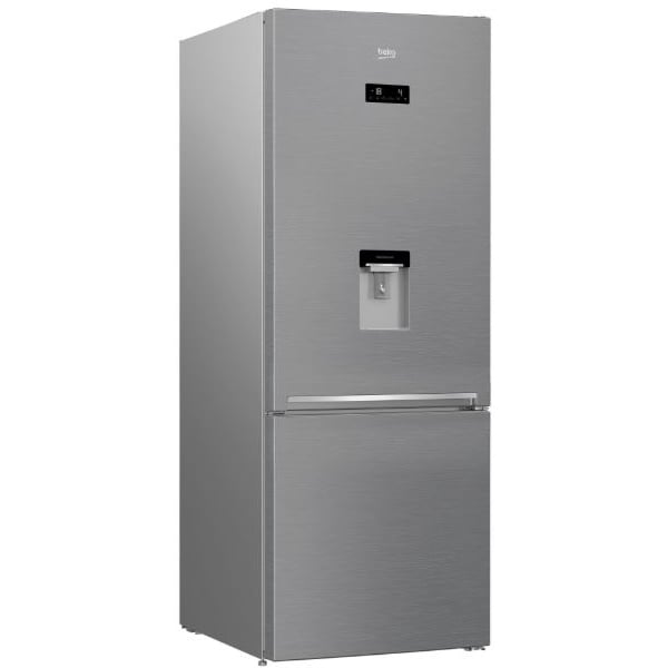 Combina frigorifica BEKO RCNE560E30DZXB, NeoFrost, 497 l, H 192 cm, Clasa A++, dozator apa, argintiu