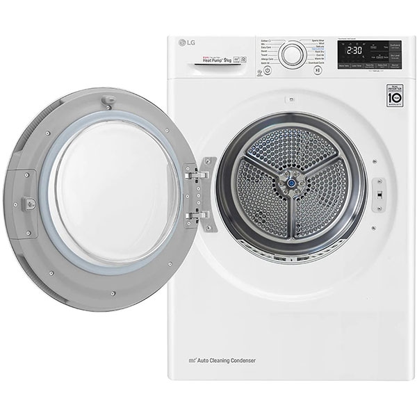 Uscator de rufe LG RH90V5AV6Q, Pompa de caldura, 9 kg, 14 programe, Clasa A++, alb