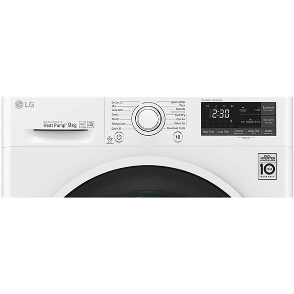 Uscator de rufe LG RH90V5AV6Q, Pompa de caldura, 9 kg, 14 programe, Clasa A++, alb