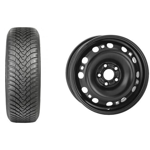 Roata completa VW Polo, Seat Ibiza, Toledo, Skoda Rapid/Fabia - Janta otel ALCAR 7760 6x15 + anvelopa Iarna Falken HS01 185/60R15 84T