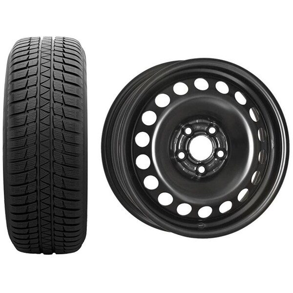 Roata completa VW Polo, Seat Ibiza, Audi A1 Sportback - Janta otel ALCAR 4055 5.5x15 + anvelopa Iarna Sumitomo WT200 185/65R15 88T