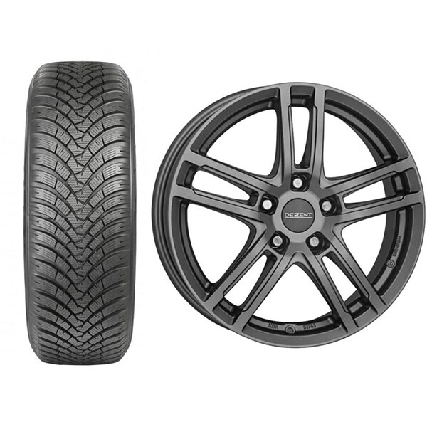 Roata completa Skoda Superb 3T, VW Passat 3C - Janta aliaj Dezent TZ Graphite 7.5x17 + anvelopa iarna Falken HS01 215/55R17 98V XL