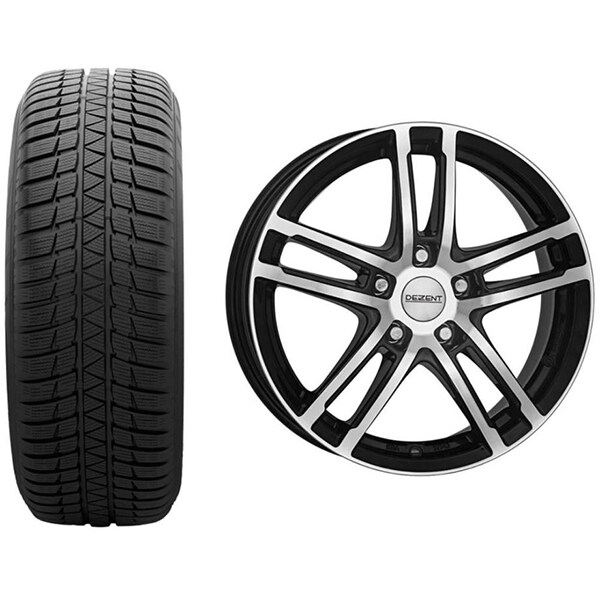 Roata completa Hyundai Kona - Janta aliaj Dezent TZ Dark 7x16 + anvelopa iarna Sumitomo WT200 205/60R16 96H + Senzor presiune ALCAR 