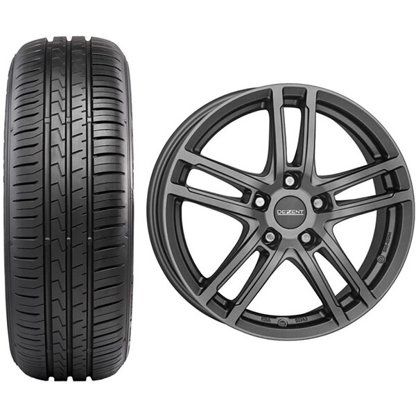 Roata completa Toyota Corolla - Janta aliaj Dezent TZ graphite 5x114.3, 16 inch + Anvelopa vara Falken Ziex ZE310EC 205/55R16 91V + Senzor presiune ALCAR 