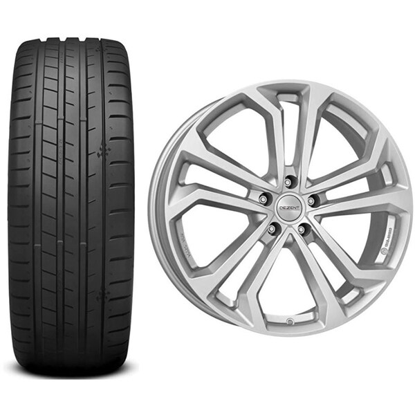 Roata completa Hyundai Tucson - Janta aliaj Dezent TA silver 5x114.3, 19 inch + Anvelopa vara Kumho PS71 245/45R19 102Y + Senzor presiune ALCAR 