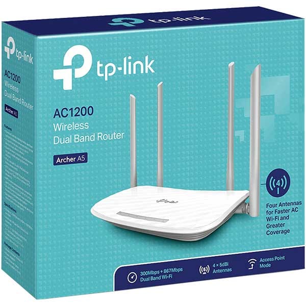 Router Wireless TP-LINK Archer A5 AC1200, Dual-band 300 + 867 Mbps, alb