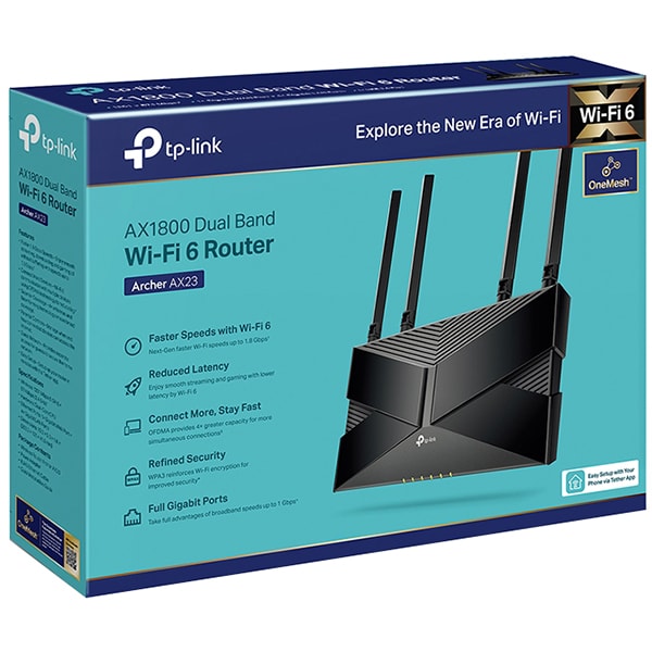 Router Wireless Gigabit TP-LINK Archer AX23 AX1800, Wi-Fi 6, Dual-Band 574 + 1201 Mbps, negru