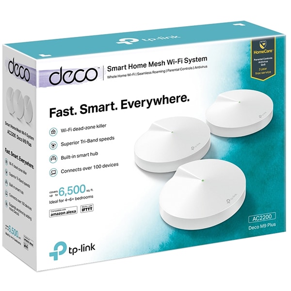 Sistem Wireless Mesh Gigabit TP-LINK Deco M9, Tri-Band 400 + 867 + 867 Mbps, 3 Buc, alb