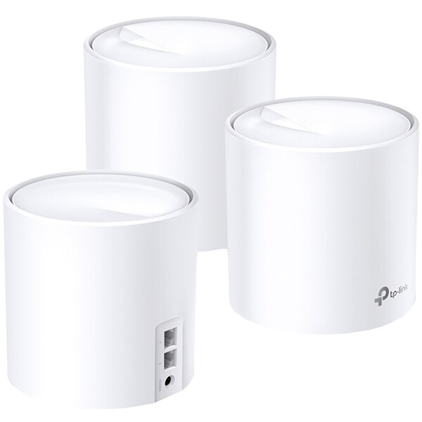 Sistem Wireless Mesh TP-LINK Deco X60 AX3000, Wi-Fi 6, Dual Band 574 + 2401 Mbps, 3 buc, alb