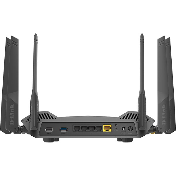 Router Wireless Gigabit D-LINK DIRX5460 AX5400, Wi-Fi 6, Dual-Band 600 + 4800 Mbps, USB 3.0, negru